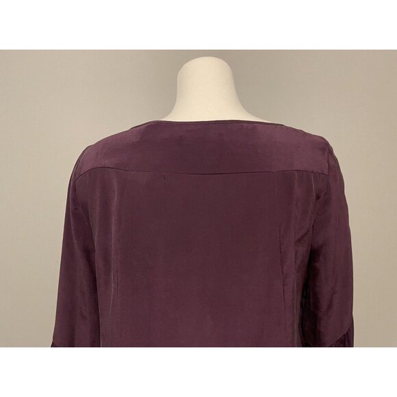 Nanette Lepore Purple Silk Blouse with Bows and Romantic Sleeves, Size 6 - Picture 7 of 9